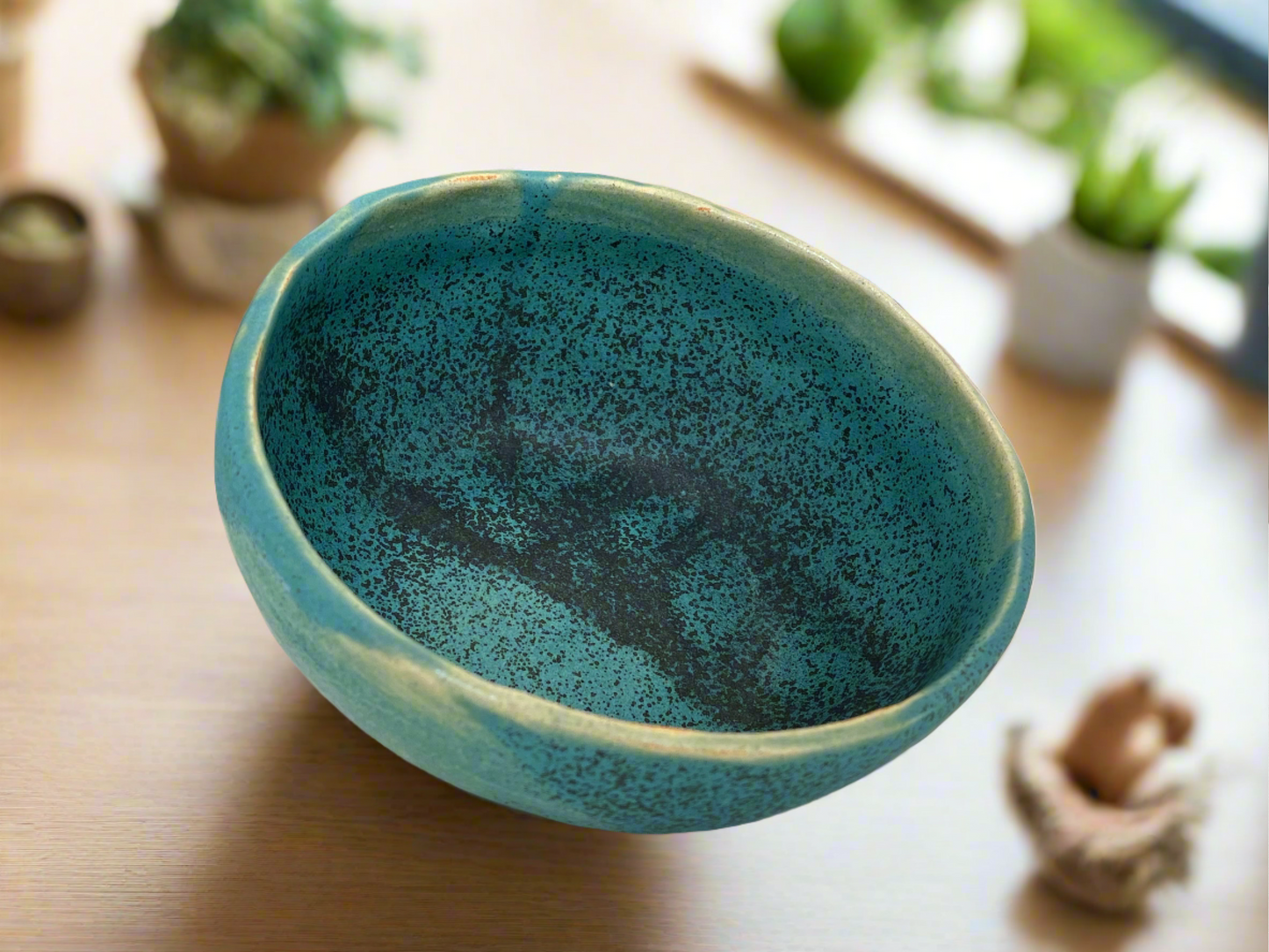 Ocean Blue Ceramic Salad Bowl